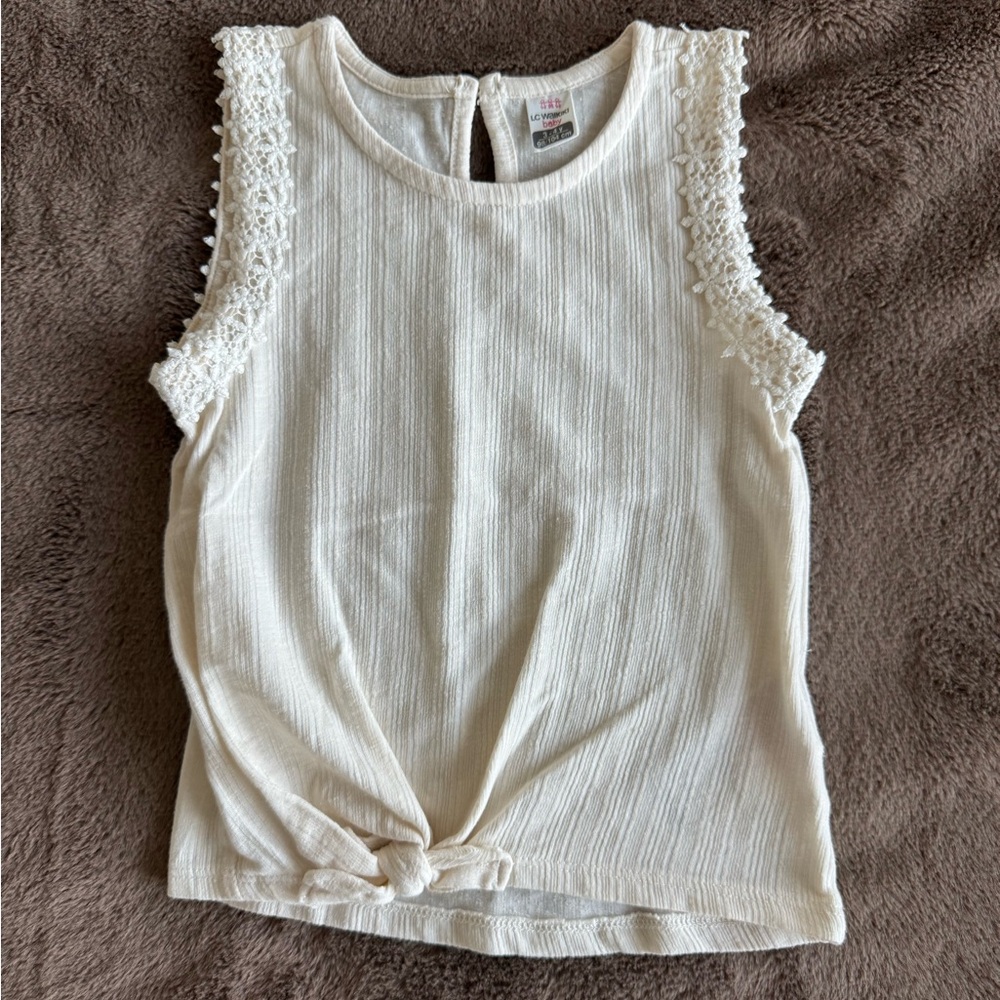 Clearance LCWaikiki Cream Lace Trim Girls Tank Top Size 3-4 Years